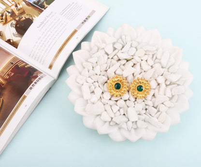 Sangeeta Boochra Gold Tone Silver Earrings With Hydro Coloured Glass