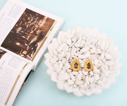 Sangeeta Boochra Gold Tone Silver Earrings With Hydro Coloured Glass