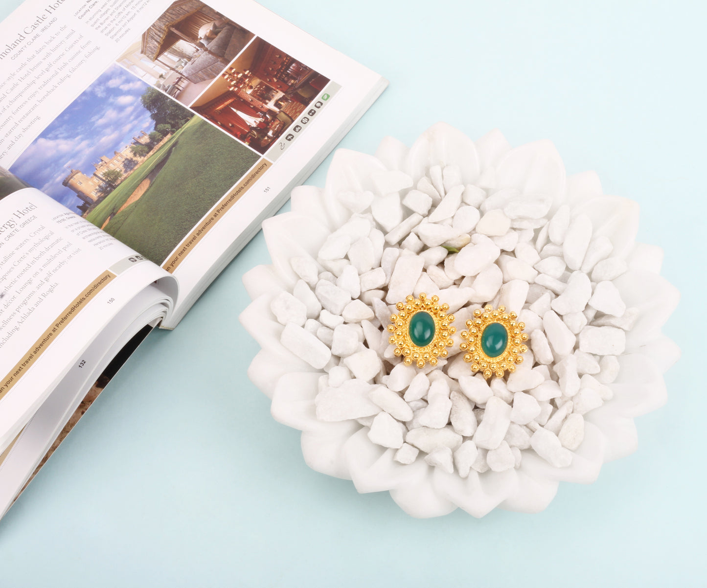 Sangeeta Boochra Gold Tone Silver Earrings With Hydro Coloured Glass