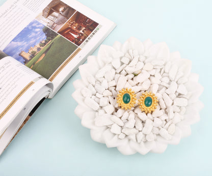 Sangeeta Boochra Gold Tone Silver Earrings With Hydro Coloured Glass