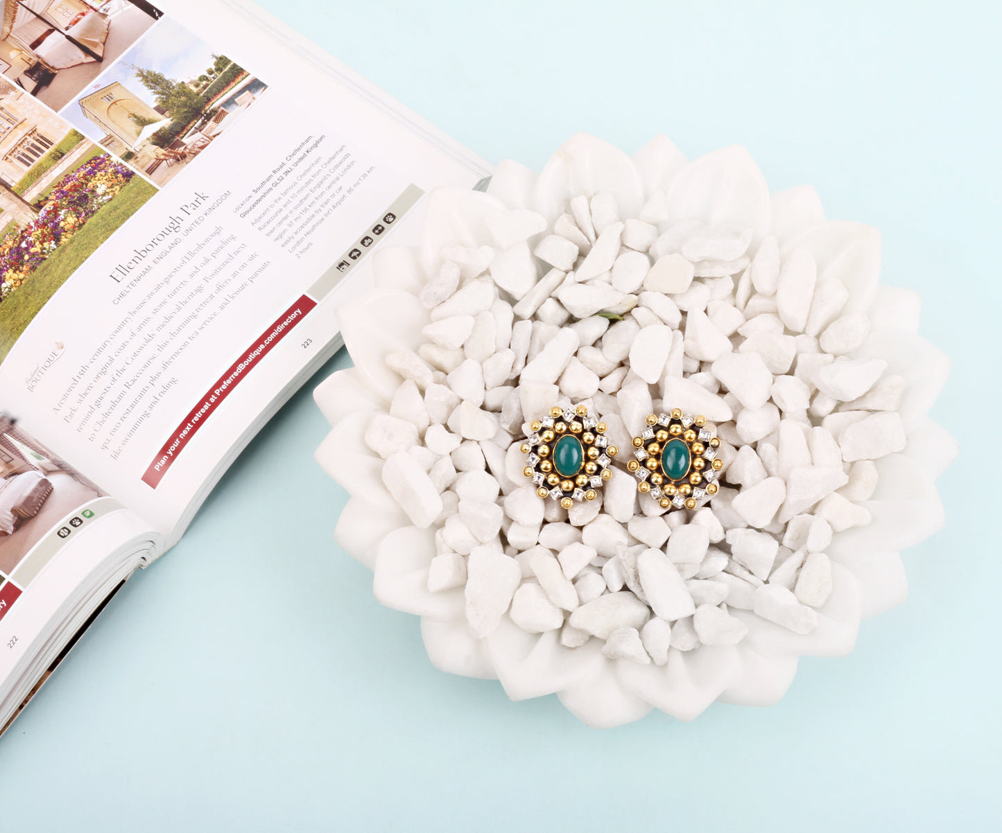 Sangeeta Boochra Dual Tone Silver Earrings With Hydro Coloured Glass