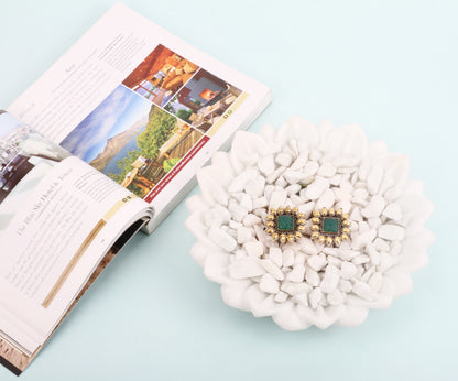 Sangeeta Boochra Gold Tone Silver Earrings With Hydro Coloured Glass