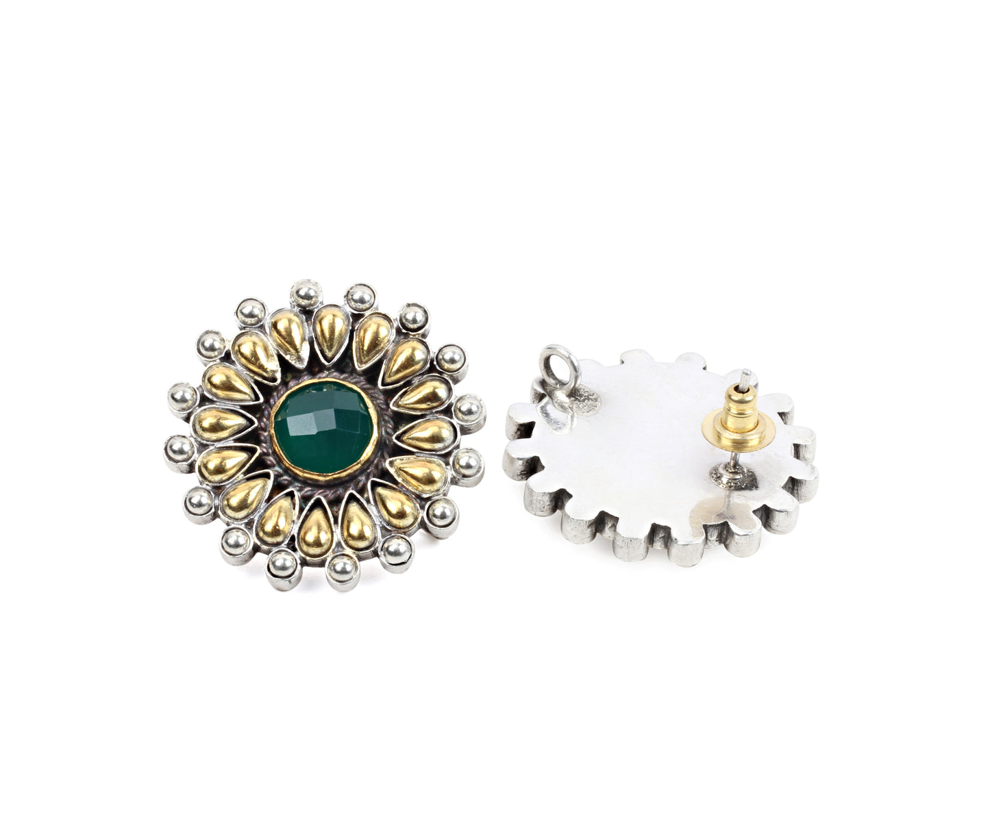 Sangeeta Boochra Dual Tone Silver Earrings With Hydro Coloured Glass