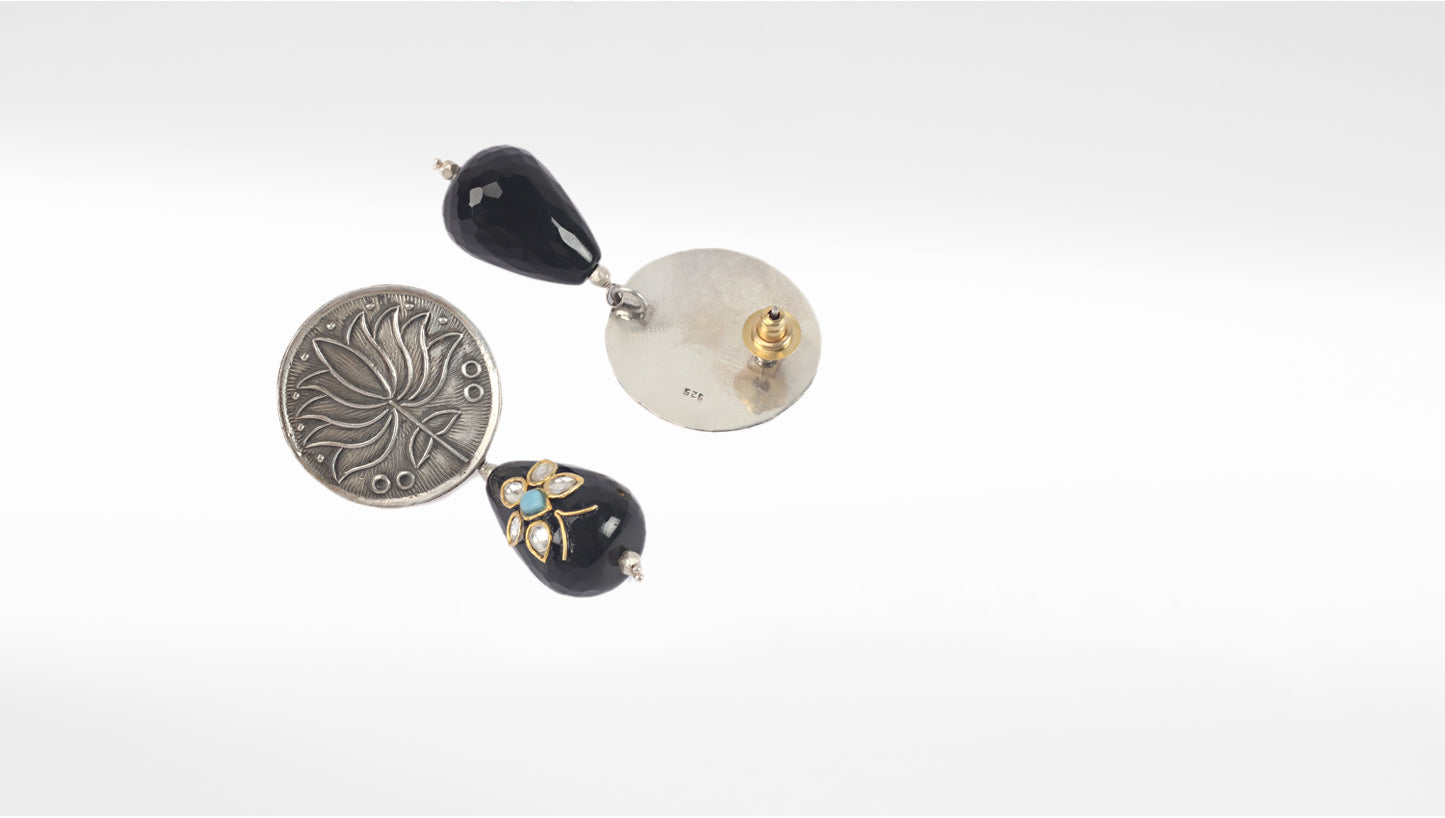 Sangeeta Boochra Black Tribal Silver Earrings