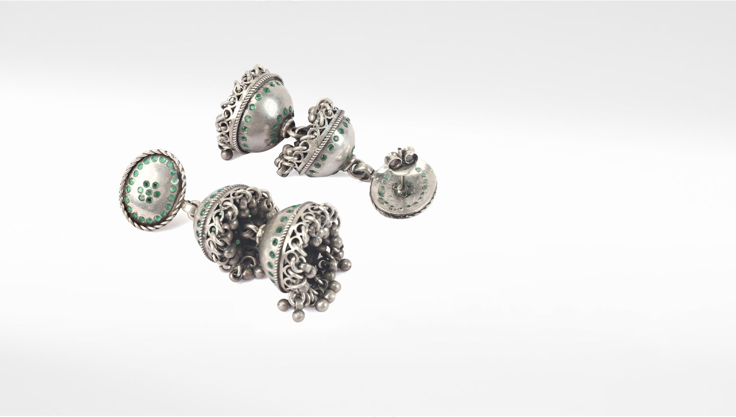 Sangeeta Boochra Tribal Silver Jhumki Earrings