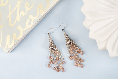 Sangeeta Boochra Pink Tribal Silver Earrings