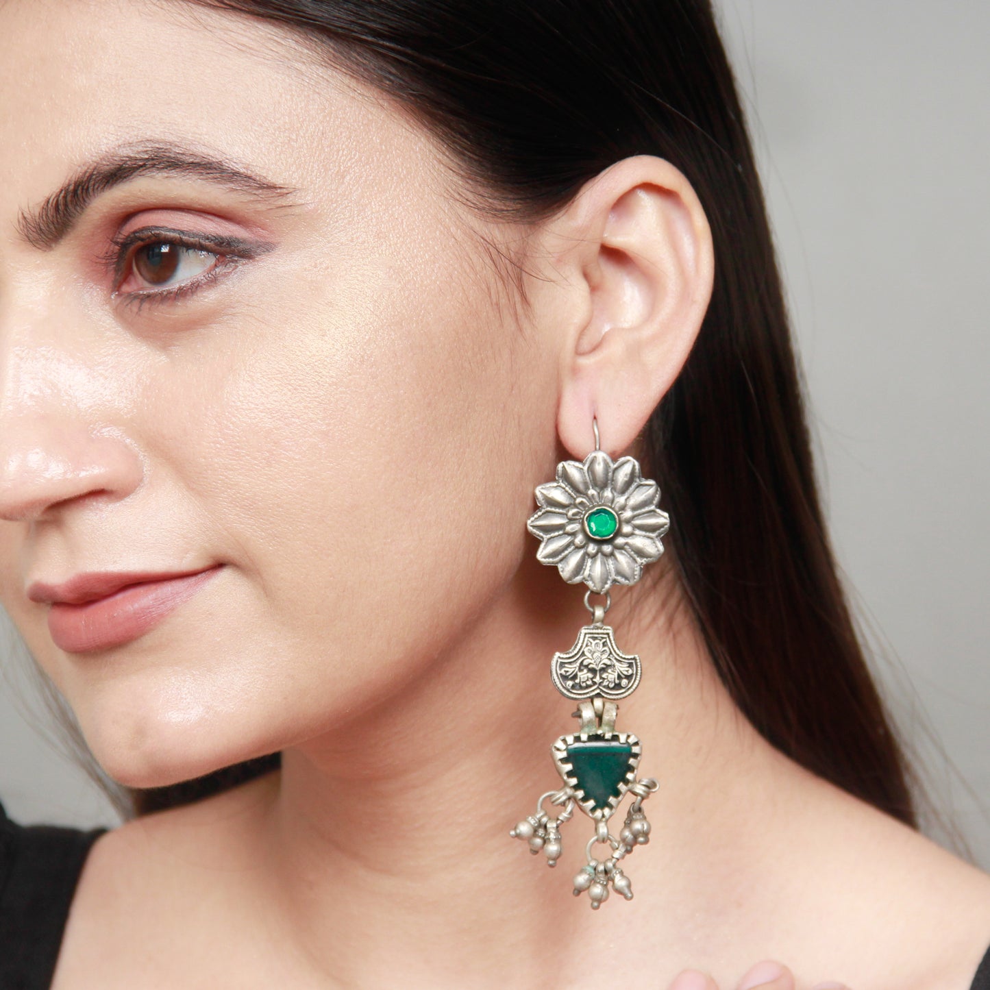 Silver Handcrafted Tribal Silver Earrings