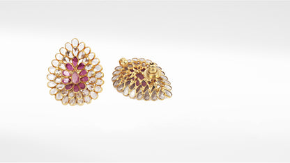 Sangeeta Boochra Pink Gold Tone Silver Earrings