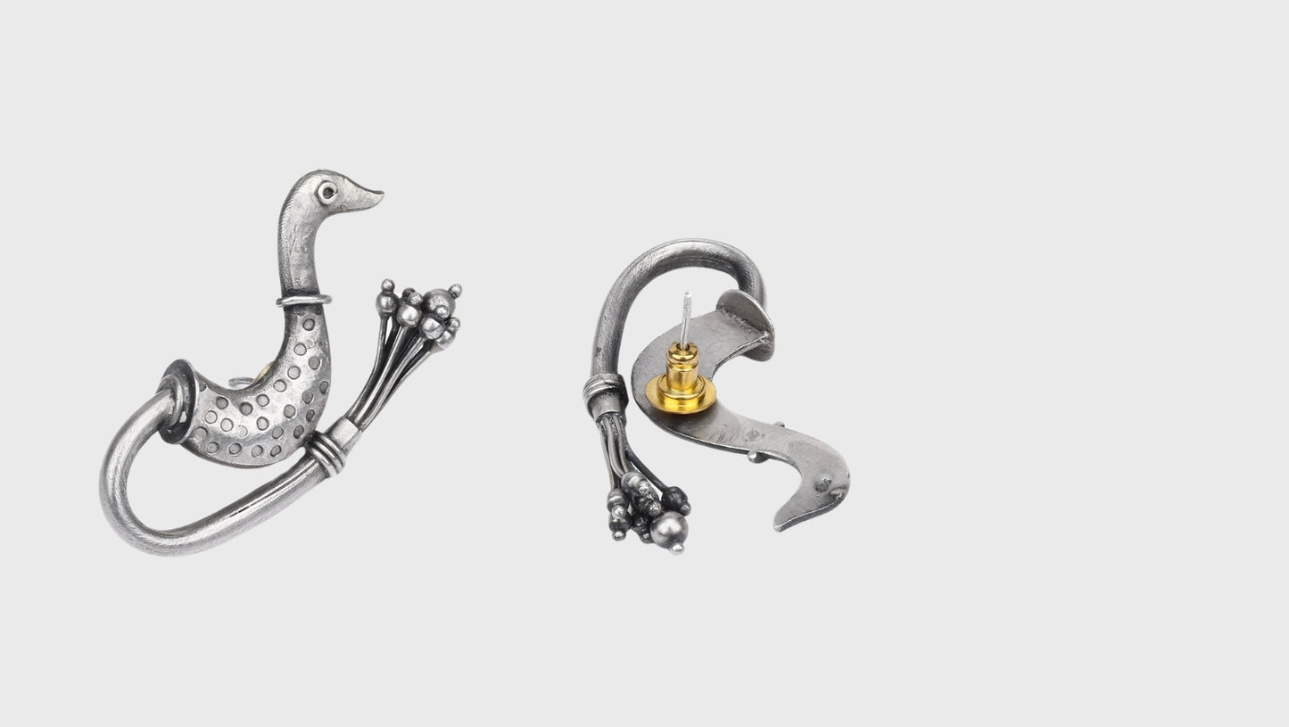 Mahima Silver Oxidised  Earrings in Horse Motifs