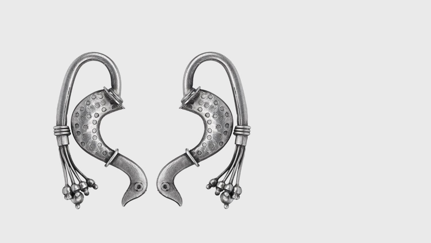 Mahima Silver Oxidised  Earrings in Horse Motifs