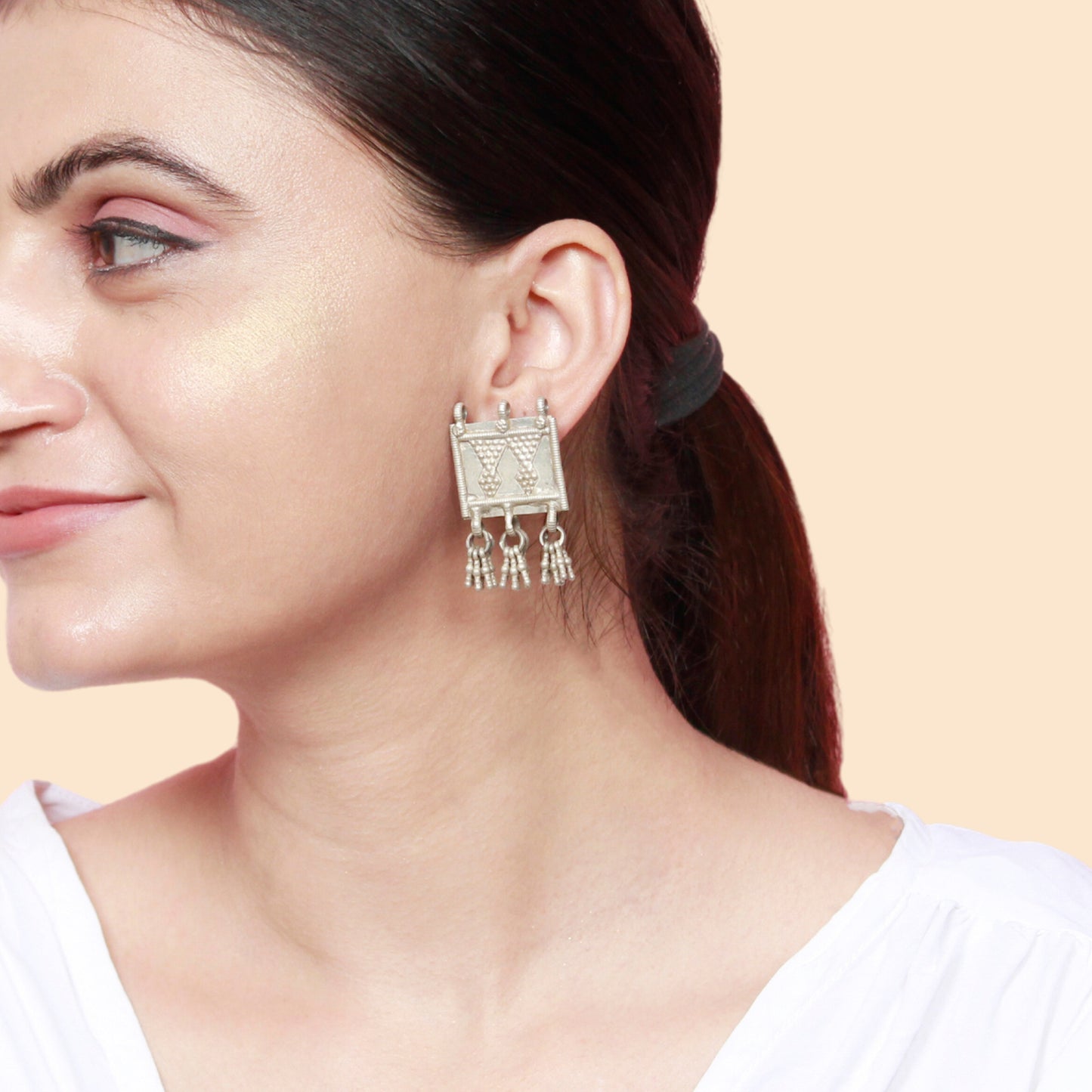Rubina Silver Oxidised Earrings