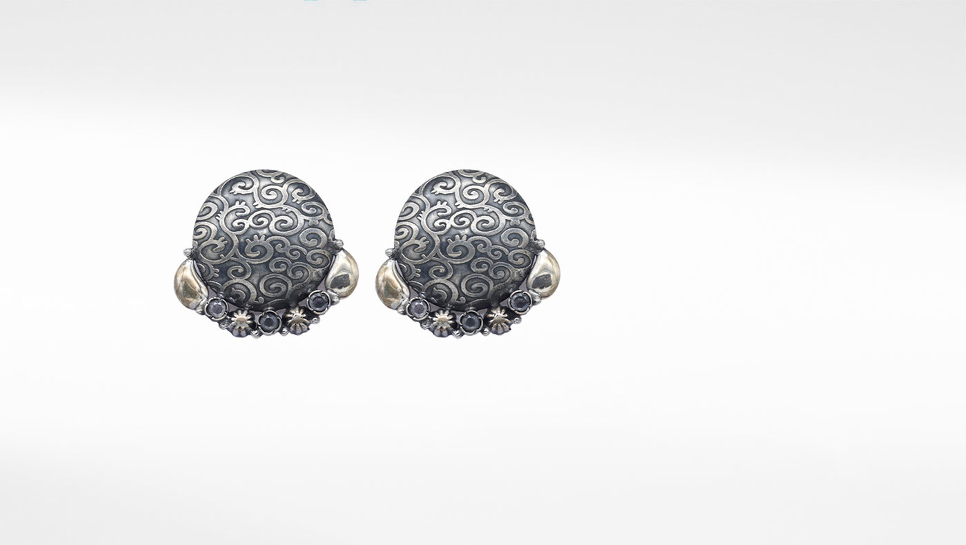 Indian Look Handcrafted Round Silver Earring