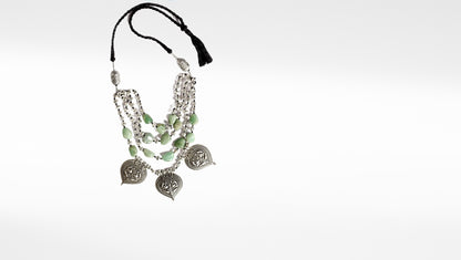 Antique Jade Green Stone Silver Neckpiece