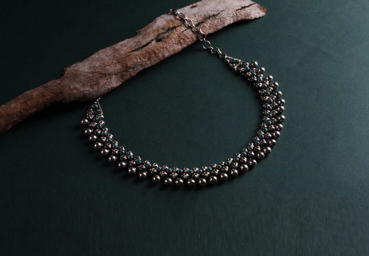 Nabila Silver Oxidised Necklace