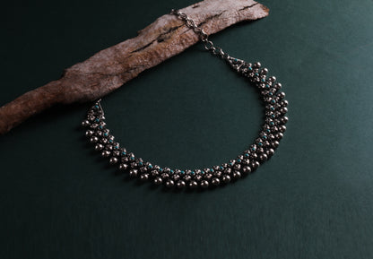 Nabila Silver Oxidised Necklace