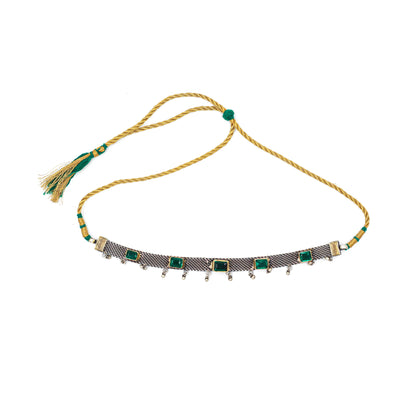 Sangeeta Boochra handcrafted Silver Necklace with green quartz