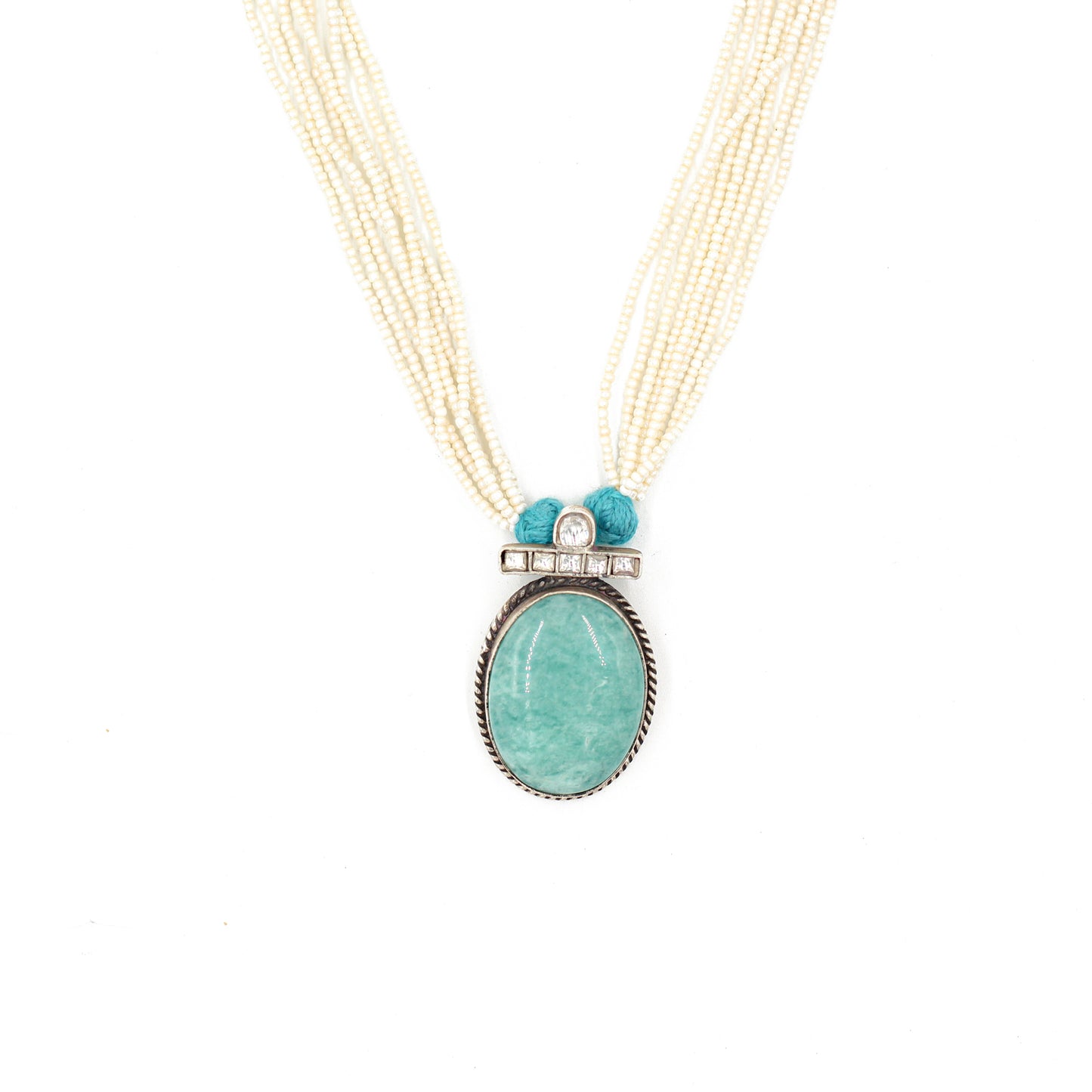 Sangeeta Boochra Silver Necklace with Aqua onyx