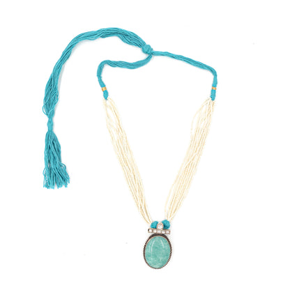 Sangeeta Boochra Silver Necklace with Aqua onyx