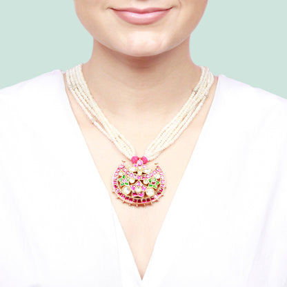 Sangeeta Boochra handcrafted Silver Necklace with kundan