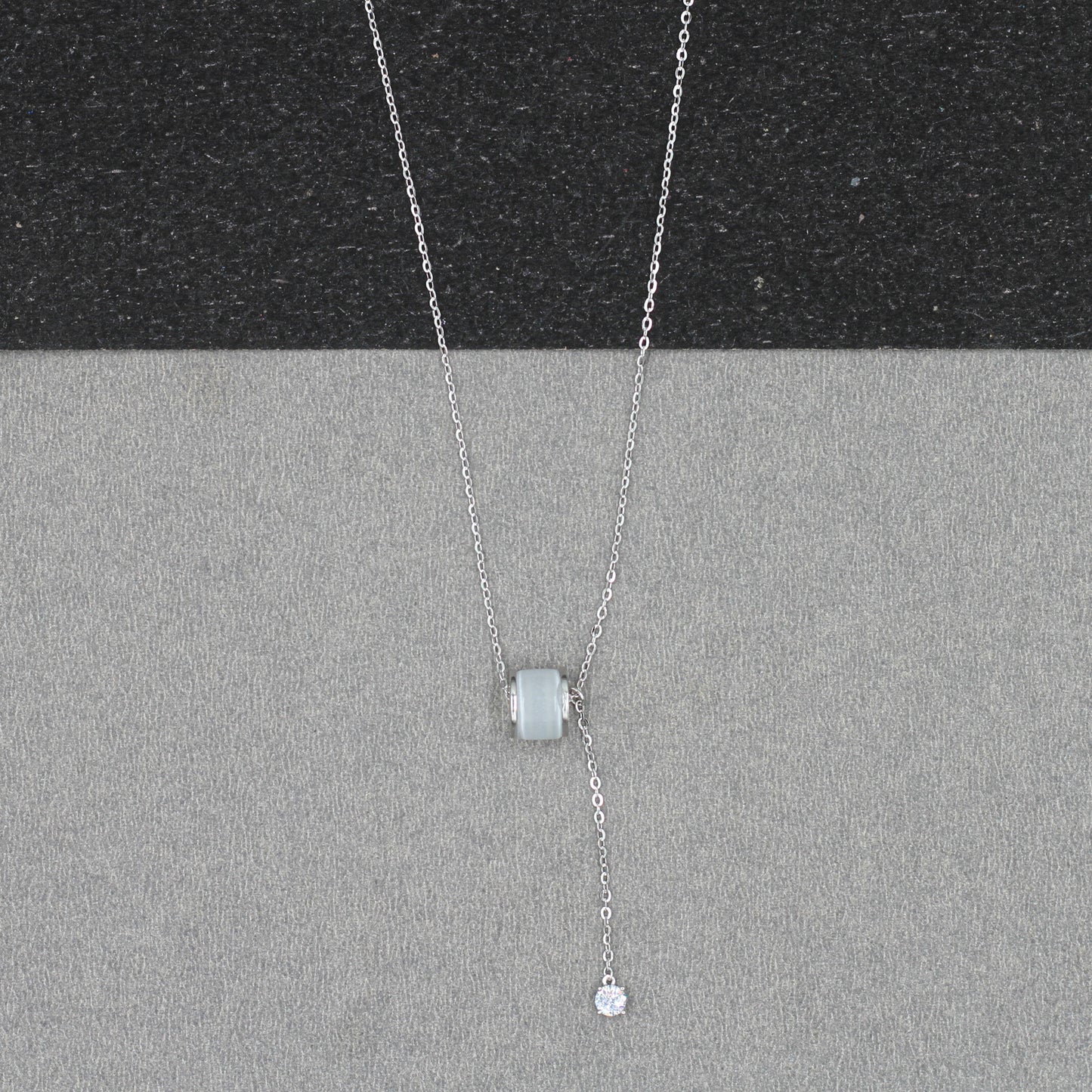 Silver-Plated CZ Pendant & Chain