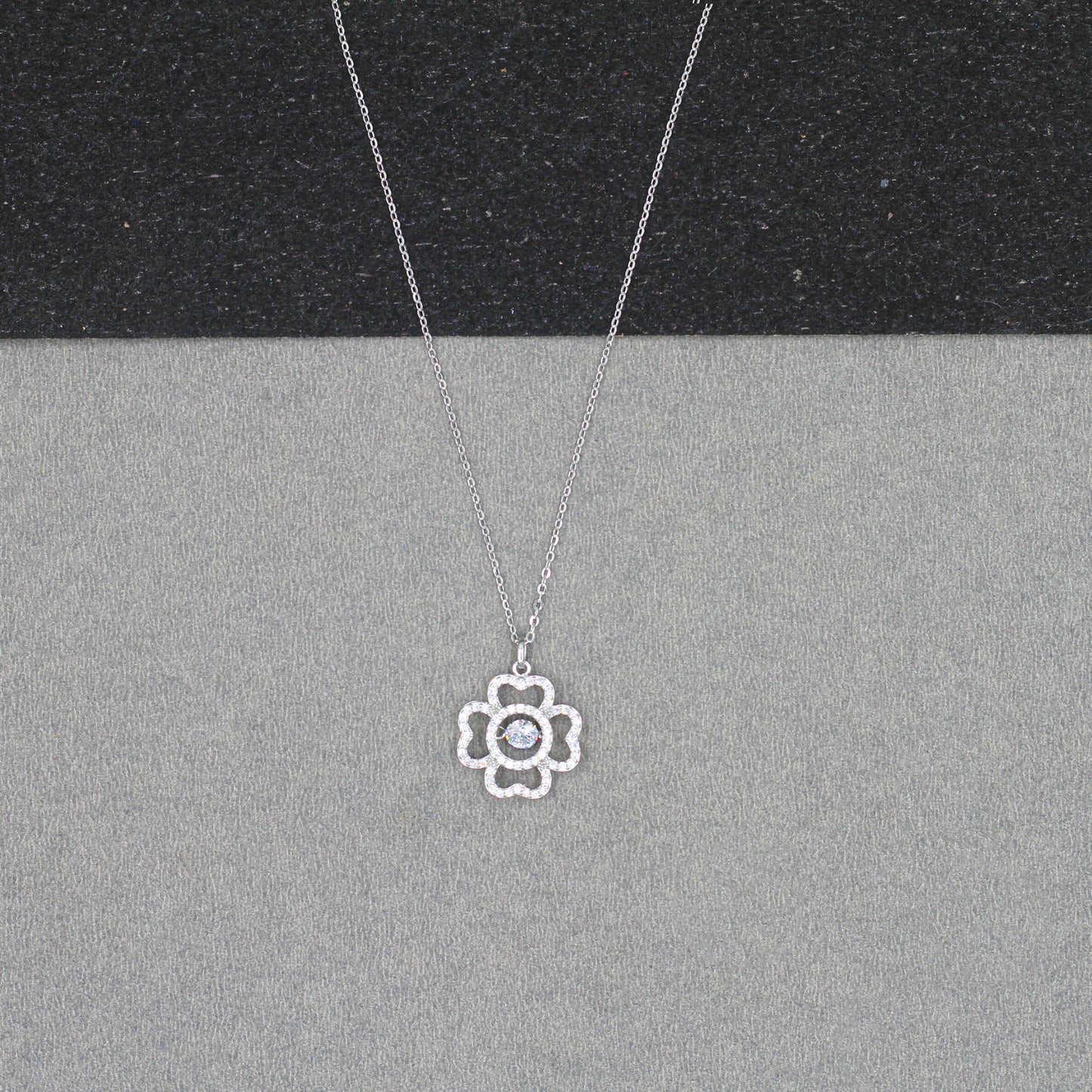 Silver-Plated CZ Pendant & Chain