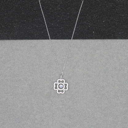 Silver-Plated CZ Pendant & Chain