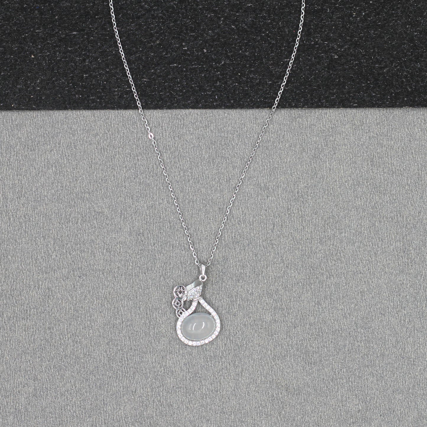 Silver-Plated CZ Pendant & Chain