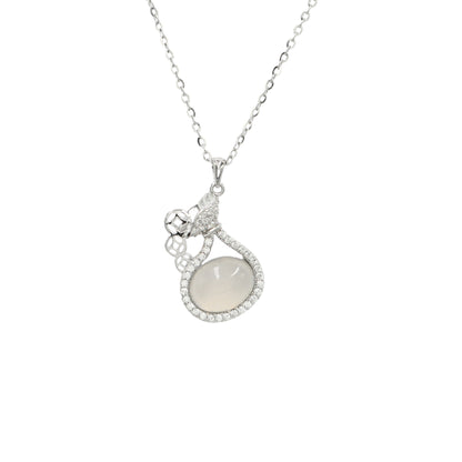 Silver-Plated CZ Pendant & Chain