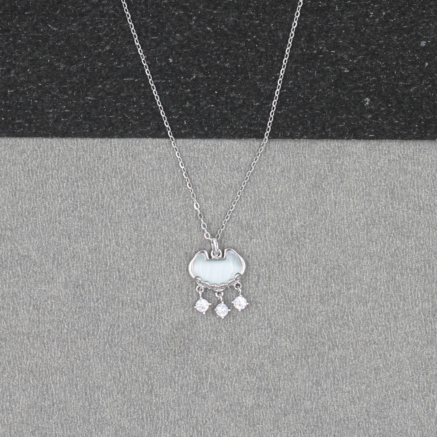 Silver-Plated CZ Pendant & Chain