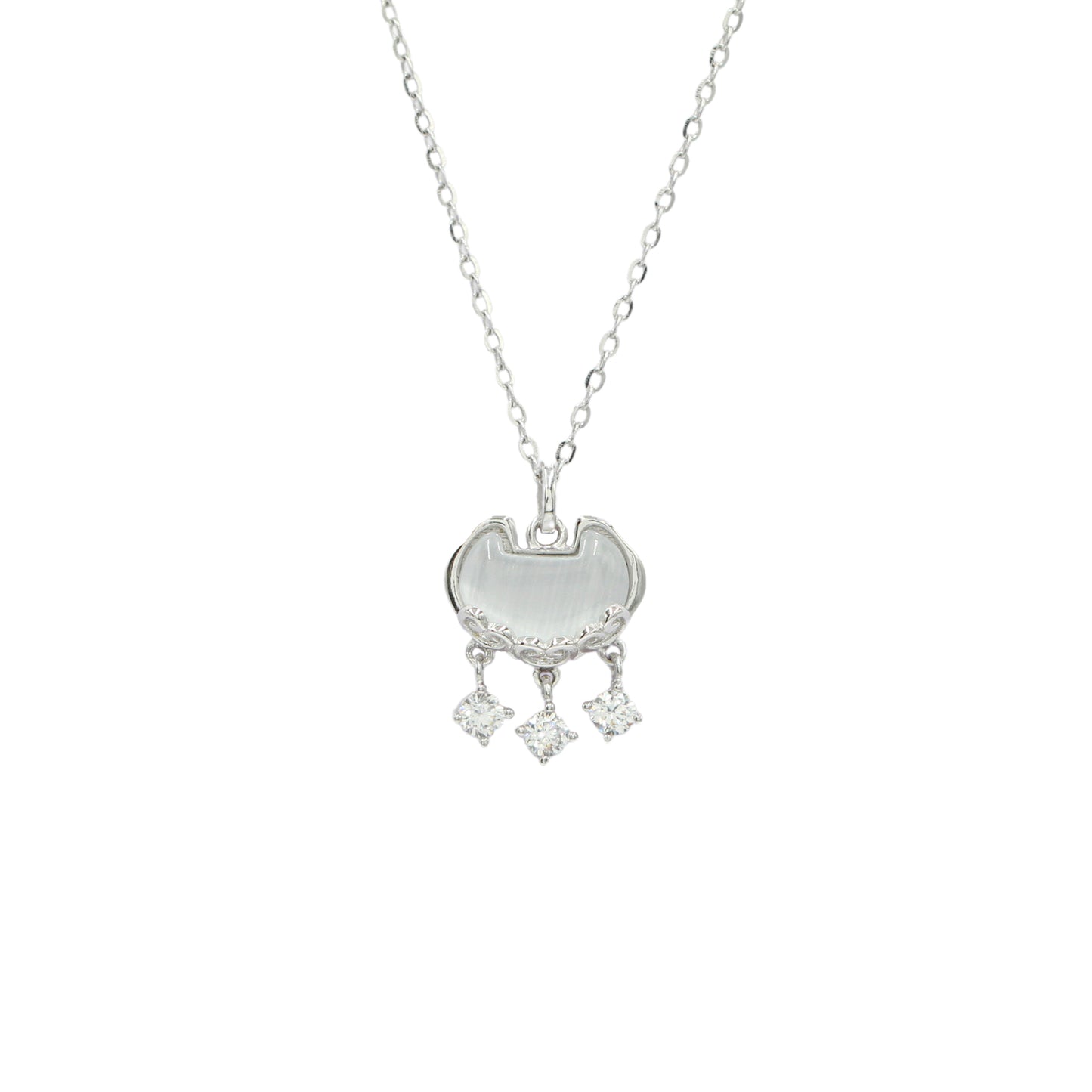 Silver-Plated CZ Pendant & Chain