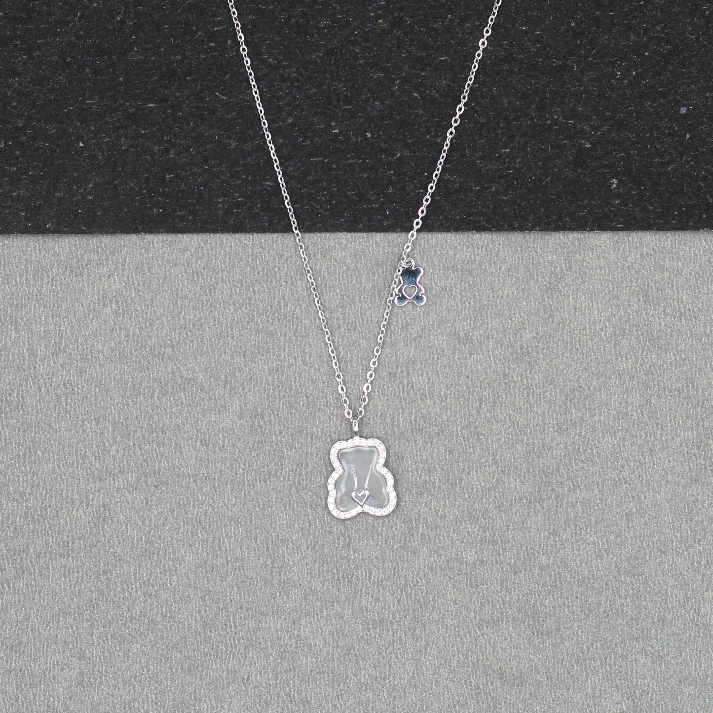 Silver-Plated CZ Pendant & Chain