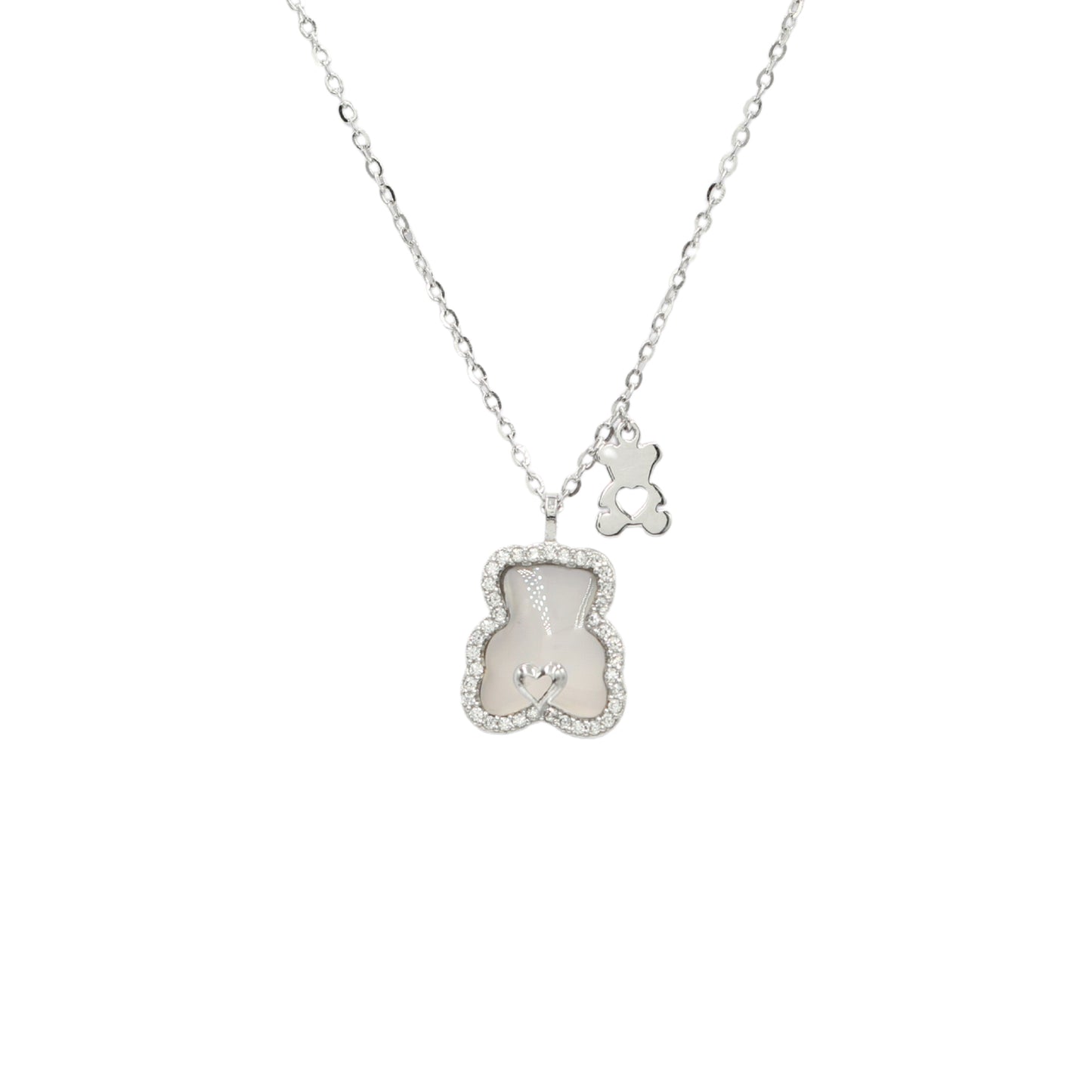 Silver-Plated CZ Pendant & Chain