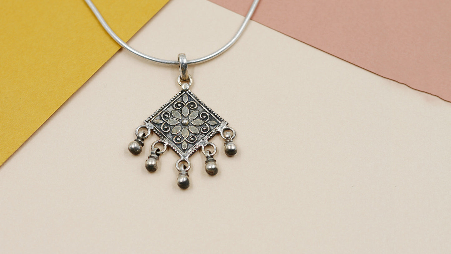 Silver Handcrafted Pendant With Chain