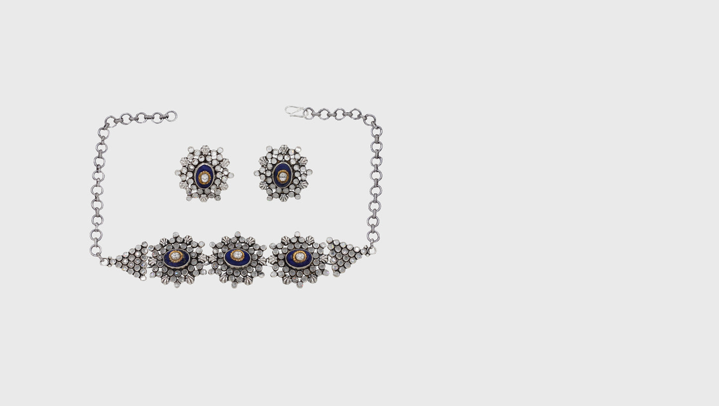 Timeless Beauty Sangeeta Boochra Handcrafted Silver Necklace and Earrings Set