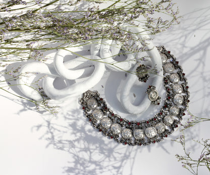 Traditional Silver Necklace with Earrings