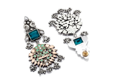 Vividh- Silver Kashida Earrings