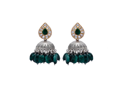 Vividh- Silver Allami Jhumka Earrings