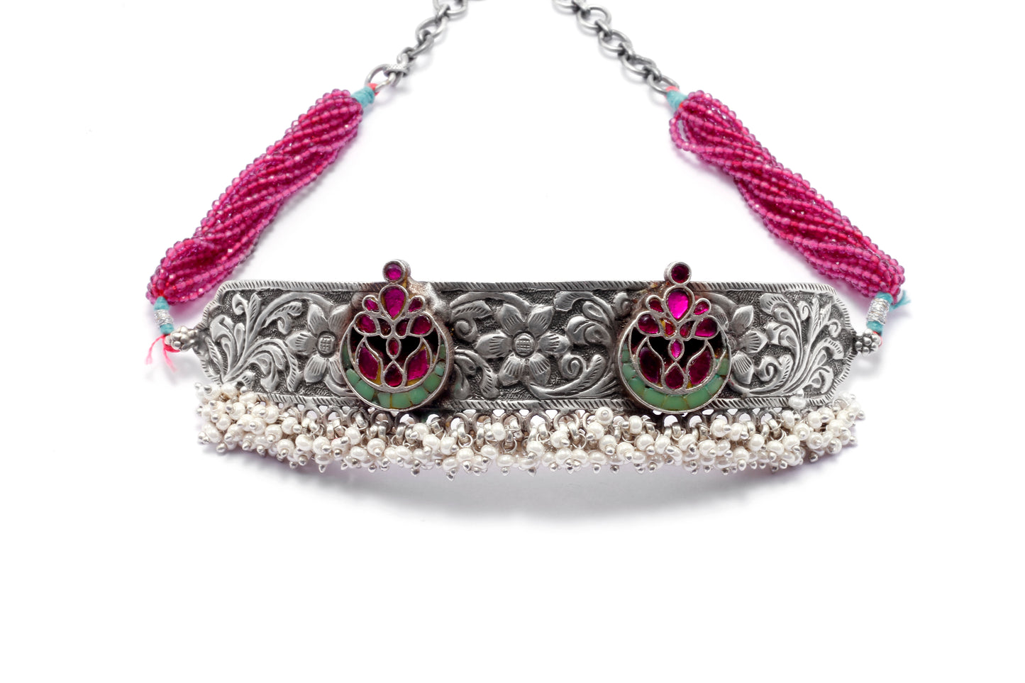 Vividh- Silver Iti Charming Choker