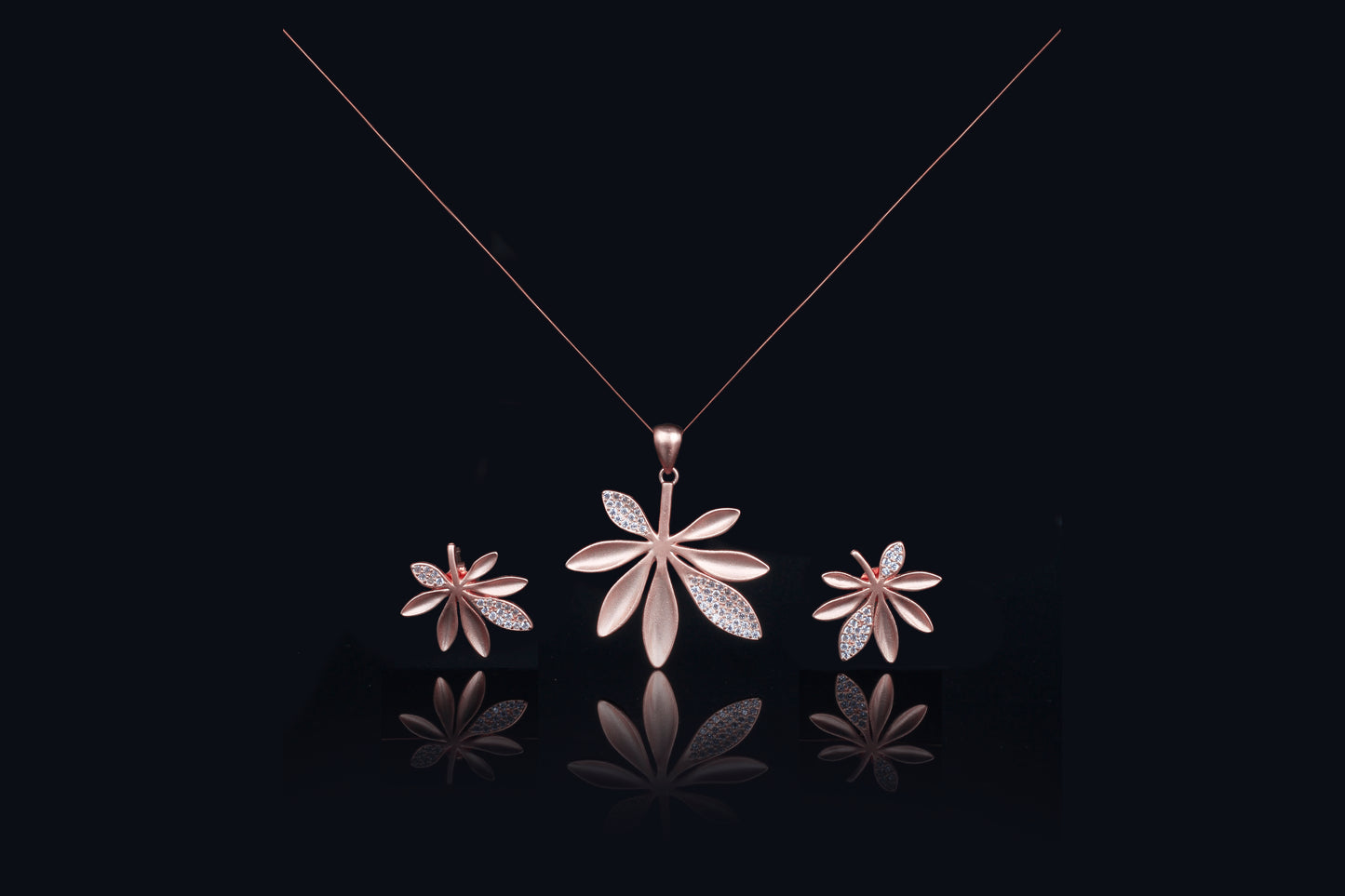 Louise Rose Gold Plated  Silver Pendant with Earrings