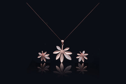 Louise Rose Gold Plated  Silver Pendant with Earrings