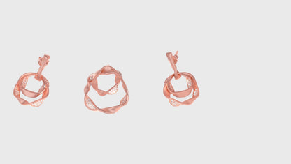 Zoya  Rose Gold Plated  Silver Pendant with Earrings