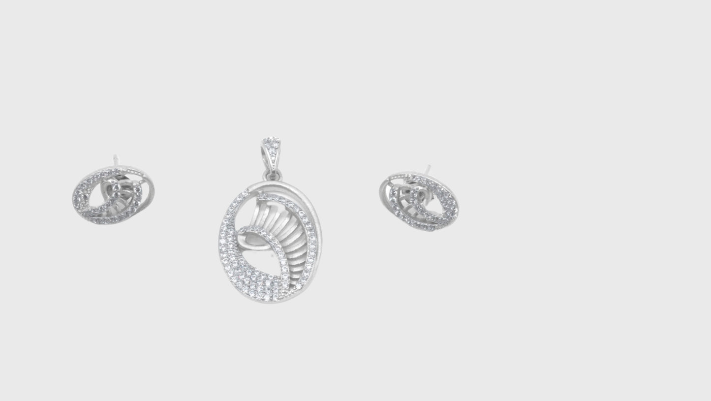 Inaya Silver Pendant with Earrings