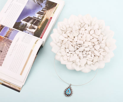 Sangeeta Boochra Tribal Silver Pendant With Turquoise And Hydro Coloured Glass