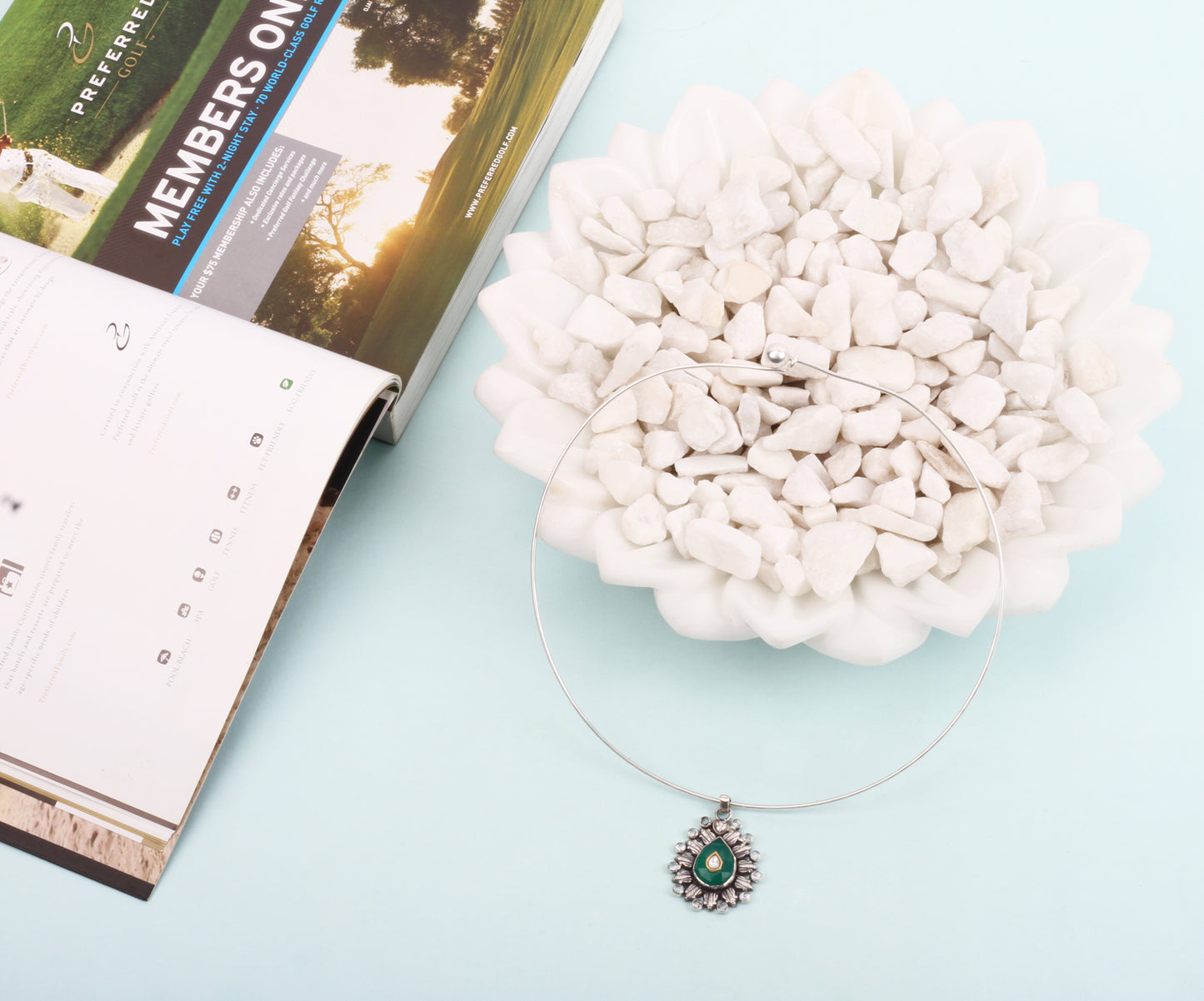 Sangeeta Boochra Tribal Silver Pendant With Hydro Coloured Glass