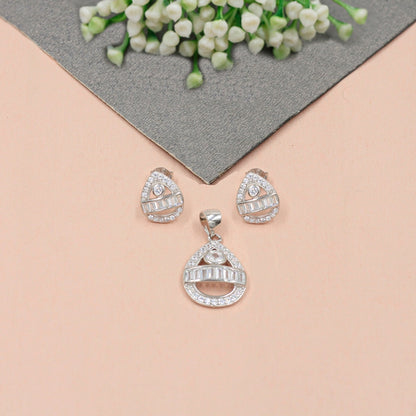 CZ Earrings & Chain Pendant Combination