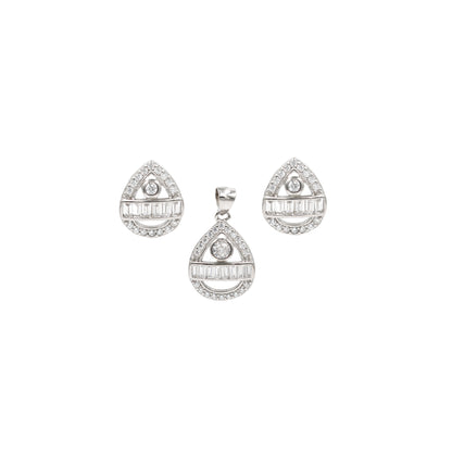 CZ Earrings & Chain Pendant Combination