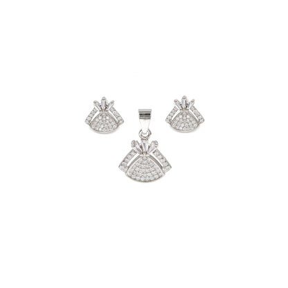 Radiant Reflection CZ Earrings & Chain Pendant Ensemble