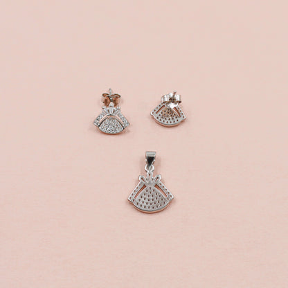 Radiant Reflection CZ Earrings & Chain Pendant Ensemble