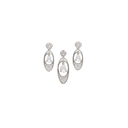 Cubic Zirconia Earrings & Chain Pendant Pair