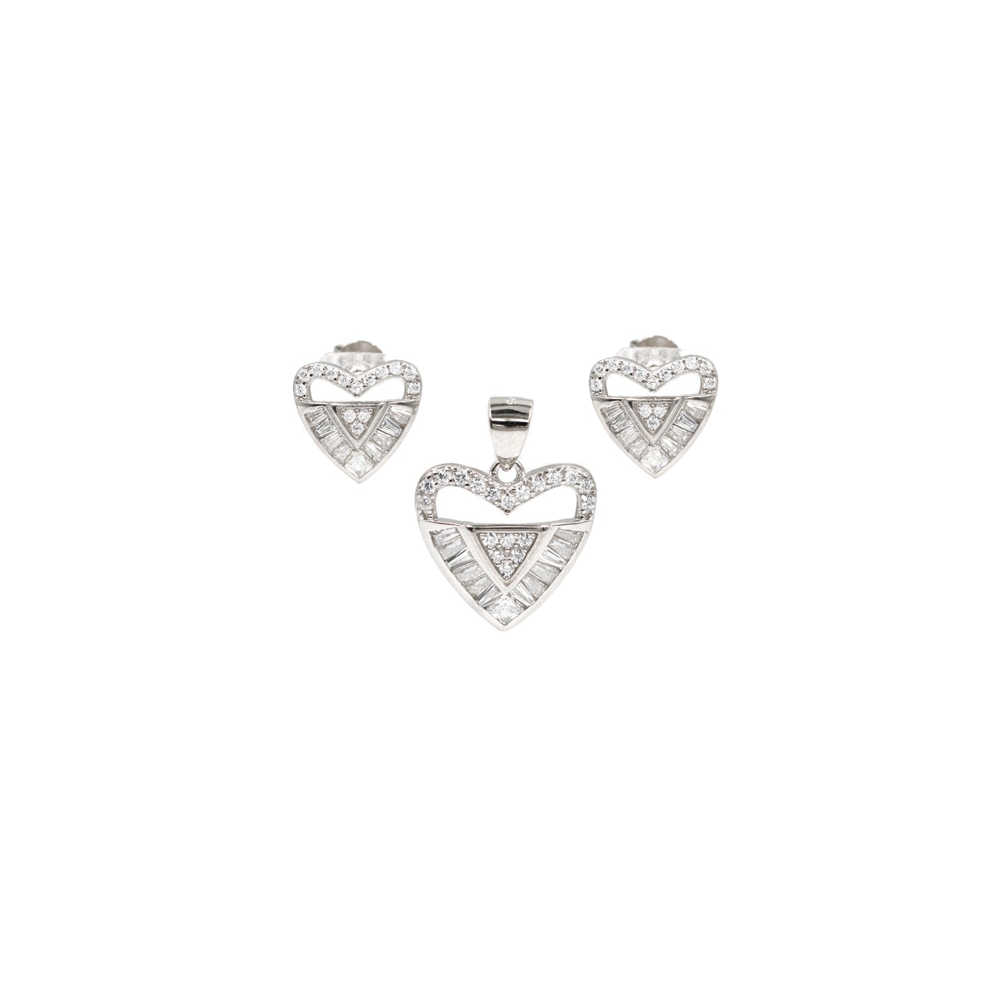 CZ Earring and Chain Pendant Ensemble